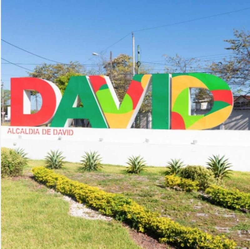 Colourful DAVID letters sign in David, Chiriquí